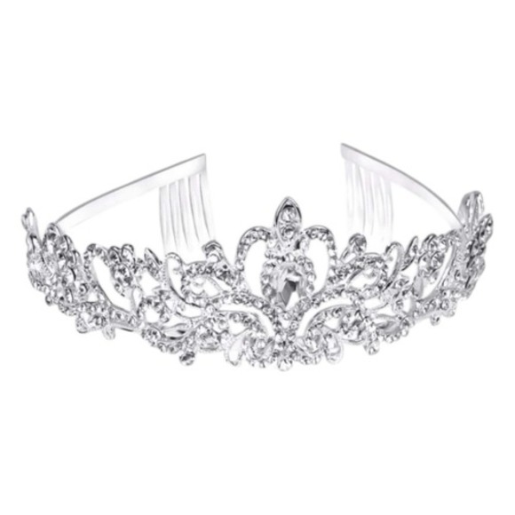 Bridal‎ Silver Crystal Bridal Tiara Crown Headband Princess Elegant Crown Combs - Picture 5 of 5